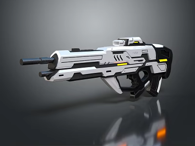 Sleek Futuristic Sci Fi Weapon Design With White Black Body And Yellow Accents 3d model