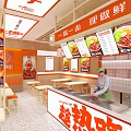 Hot Braised Restaurant With Orange Storefront And Eat While Hot Sign 3d model