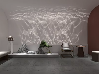 Modern Decorative Lights Casting Wave Like Patterns On Wall In Stylish Indoor Space 3d model