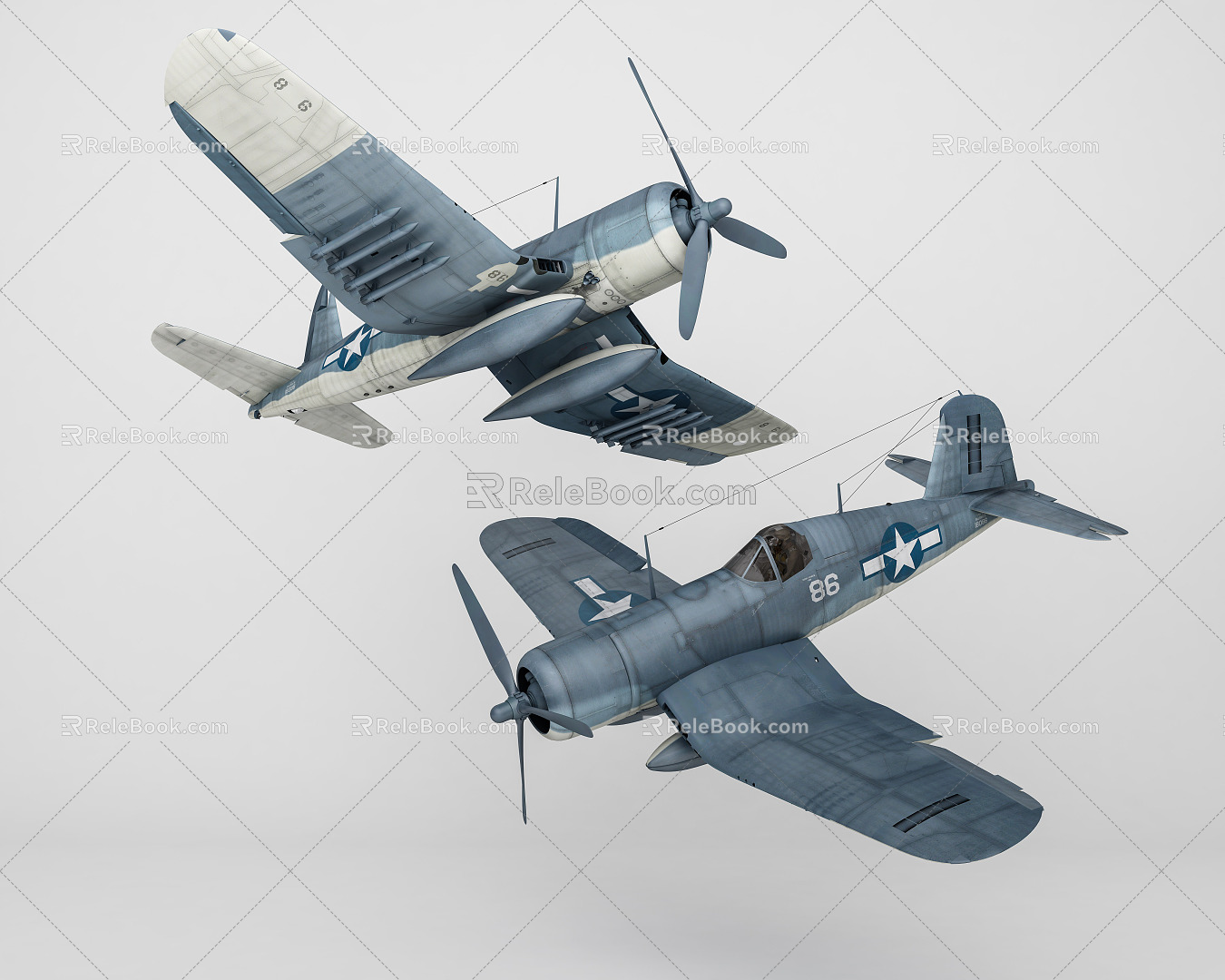 Modern Fighter World War II Propeller Fighter 3d model