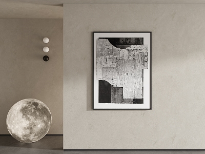 Black and White Decorative Painting Black and White Painting Abstract Painting Simple Decorative Painting Moon Lamp 3d model