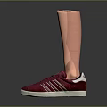 Pink Athletic Sneakers With White Stripes Laces And White Soles On Prosthetic Legs