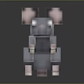 Game Pixelated Rat Character With Gray Body Pink Ears Striped Tail Crouching Pose
