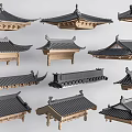 Chinese-style Eaves Combined Building Roof Ancient Building Component Roof Component Door Head 3d model
