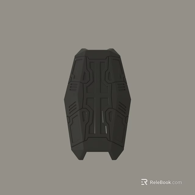 Futuristic Black Tactical Armor Plate With Intricate Geometric Patterns And Textured Surface 3d model 