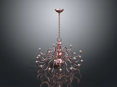 Copper Light Fixture Combination With Multiple Arms And Decorative Bulbs For Modern Indoor Decoration 3d model