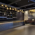 Modern Stylish Restaurant Interior With Long Wooden Tables Leather Chairs Green Plants And Flower Decorations