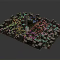 Detailed Urban City Model with High Rise Buildings and Snow Covered Architecture