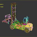 Yellow Industrial Forklift With Mast Forks Cab And Heavy Duty Wheels