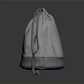 Stylish Gray Fabric Drawstring Bag With Adjustable Strings And Brand Logo 3d model