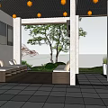 Modern Indoor Garden Landscape Design With Green Plants And Decorative Shelves