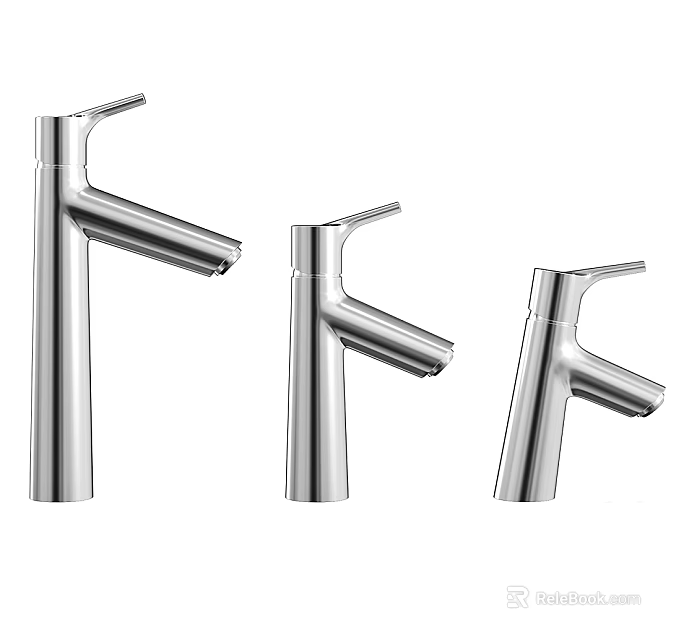Three Modern Chrome Faucets Featuring Sleek Design And Contemporary Finish For Home 3d model 