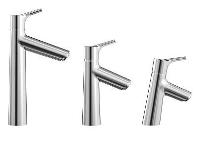 Three Modern Chrome Faucets Featuring Sleek Design And Contemporary Finish For Home 3d model