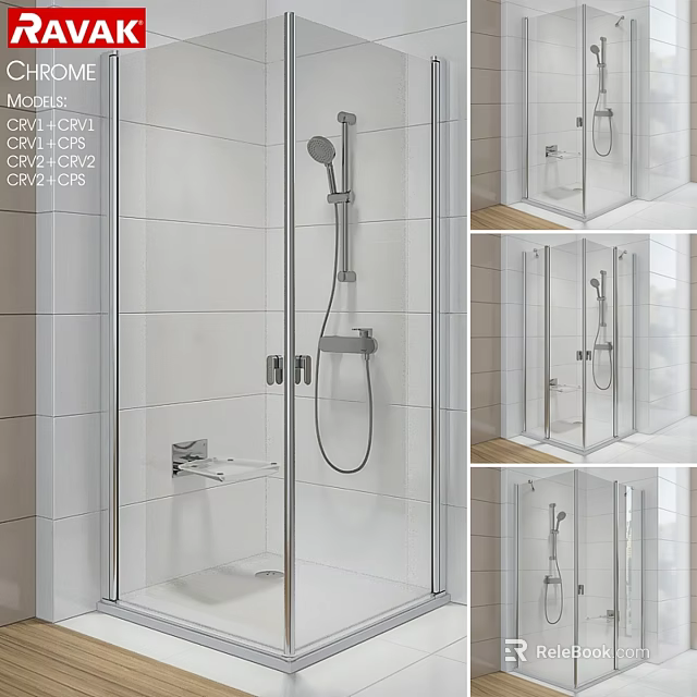 Modern Shower Sauna Enclosed Design With Glass Door Tile Walls Showerhead And Shelf 3d model 
