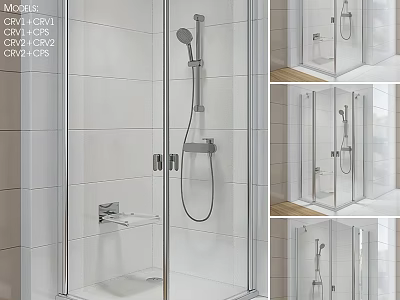 Modern Shower Sauna Enclosed Design With Glass Door Tile Walls Showerhead And Shelf 3d model