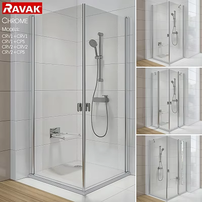 Modern Shower Sauna Enclosed Design With Glass Door Tile Walls Showerhead And Shelf 3d model