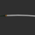 Traditional Samurai Sword With Silver Blade Green Handle And Black Patterns 3d model
