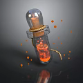 Household Decorative Glass Bottle With Orange Liquid And Cork Stopper And Floating Orange Drops