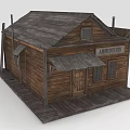 Wooden Ammunition Store House With Sloped Roof Porch And Wooden Windows