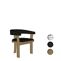 Comfortable Modern Wooden Dining Chair With Black Leather Seat And Armrest Design
