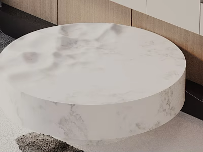 Modern Sofa And Coffee Table Set With Round White Marble Top And Wooden Cabinets 3d model