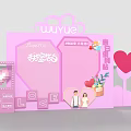 WUYUE Pink Photo Spot With Heart Decorations And Blind Box Gifts Checkerboard Pattern Base