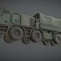Green Military Truck With Canvas Covered Cargo Bed And Six Wheels