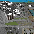 Waterfront Urban Development With Traditional Modern Buildings Plaza And Moored Boats