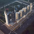 Aerial Planning of Urban High Rise Buildings Roads Green Areas and Parking Lots