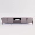 Modern Gray TV Stand With Cabinet Doors And Open Media Storage Compartment