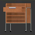 Modern Orange Utility Cart With Open Drawer Metal Frame And Rolling Wheels