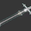 Fantasy Style Metallic Sword Weapon With Decorative Hilt And Wooden Handle