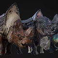 Colorful Decorative Rhinoceros Sculptures With Various Textures And Artistic Designs