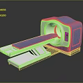 Blue And White Medical Scanner Machine With Movable Bed And Circular Aperture