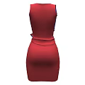 Stylish Striped Red Blue White Sleeveless Dress with Waist Bowknot and Fitted Design
