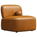 Stylish Brown Leather Single Chair With Basketball On Comfortable Seat