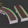 Modern Arched and Straight Bridge Models with Concrete Base and Gray Surface 3d model