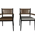 Modern Metal Frame Dining Chair With Armrests Light Seat Cushion And Striped Backrest