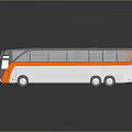 Modern Gray And Orange Bus With Large Windows And Sleek Exterior Design