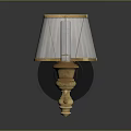 Wall Lamp Furniture With Golden Accents Pleated White Lampshade And Black Mounting Plate