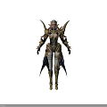 Fantasy Elven Warrior Character in Ornate Golden Armor with Blue Accents and Pointed Ears