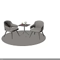 Stylish Dining Table Set With Two Gray Armchairs Small Table Vase And Round Rug 3d model