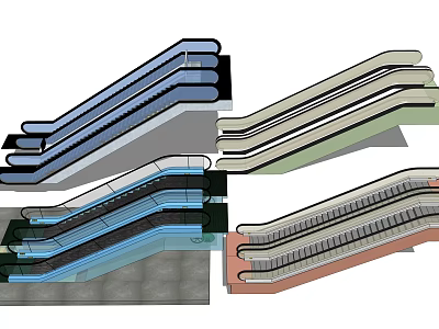 Multiple Colored Escalators in Engineering Design Diagrams With Different Styles 3d model