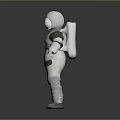 Astronaut In White Spacesuit Standing With Arms Outstretched On Grey Background