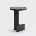 Black Wooden Round Side Table With Modern Minimalist Design And Unique Geometric Base