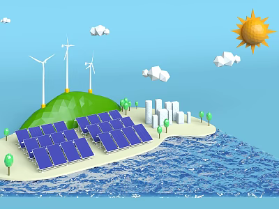 Modern cartoon scene creative environmental protection 3d model