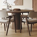 Middle style dining table and chair combination 3d model