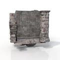 Ancient Architectural Ruins Featuring Gray Brick Walls Damaged Edges And Stone Column Structure 3d model
