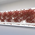 Red Foliage Art Installation On White Wall With Metal Platform Design