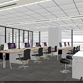 Modern Office Interior Design With Workstations Meeting Room And Reception Area 3d model
